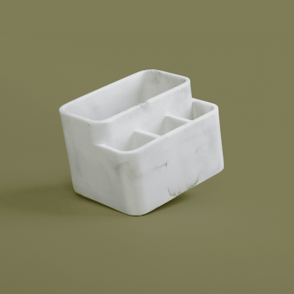 White Marble Toothbrush Holder and Bathroom Organizer – Blanc Collection