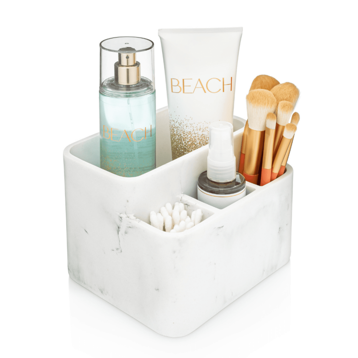 White Marble Toothbrush Holder and Bathroom Organizer – Blanc Collection