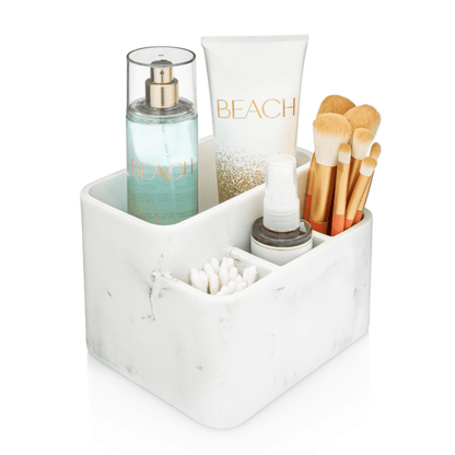 White Marble Toothbrush Holder and Bathroom Organizer – Blanc Collection