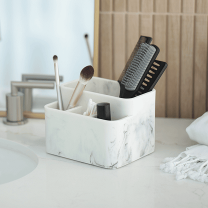 White Marble Toothbrush Holder and Bathroom Organizer – Blanc Collection
